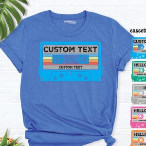 Chemise d'anniversaire de bande de cassette de texte personnalisée, chemises de groupe de musique rétro des années 90, chemise rétro d'escouade d'anniversaire des années 80, chemise de fête d'anniversaire vintage femmes