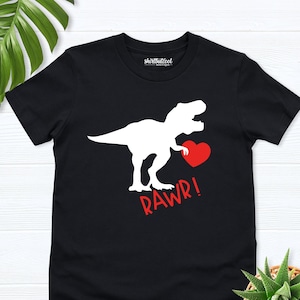 Dinosaur Valentine kids shirt, Valentine&#39;s Day shirt, Boy Valentine Shirt, Funny Dinosaur Gift,Kids Valentines Day, Rawr Dinosaur shirt girl