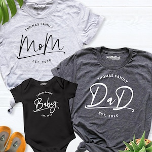 matching family shirts, Personalized family tshirt, mom dad baby shirt, custom baby reveal, Baby Shower Gifts, new family gift, family shirt