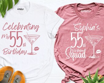 Personalized birthday shirt women, 55th birthday shirt, Birthday squad shirt, custom birthday party shirt, friend birthday party group shirt