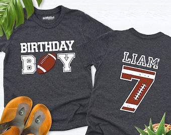 Football birthday shirt boy, Football birthday party tee, Custom birthday football shirt, Kids name age birthday shirt, Sport Birthday Shirt