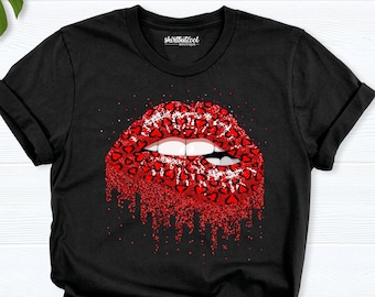 Red Lips Shirt, Valentine Lips Shirt, Heart Lips Shirt, Kiss shirt, Cute Valentine Shirt, Lips Kiss T-Shirt, Dripping Lips shirt, girl shirt