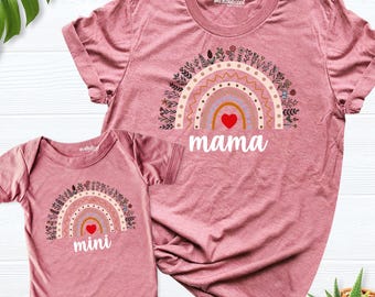 Rainbow Mama Mini Matching outfit,Mommy Baby Custom Shirt, Mom and Daughter Shirt, Mothers Day tees Shirt, Mama Mini Shirt, Retro mother tee