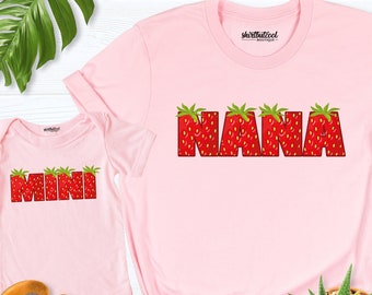 Custom Strawberry Shirt, Berry family shirt, Nana Mini outfit, first birthday Strawberry shirt, mom dad baby berry shirt, custom berry tees
