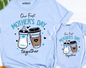 first mothers day shirt 2024, our first mothers day shirt, new mommy gift, mothers day matching outfit, mom girl baby shirt,mom boy baby tee