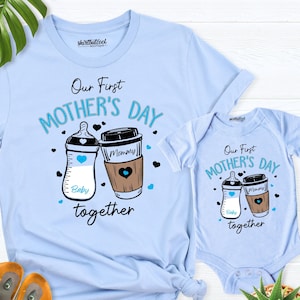 first mothers day shirt 2024, our first mothers day shirt, new mommy gift, mothers day matching outfit, mom girl baby shirt,mom boy baby tee