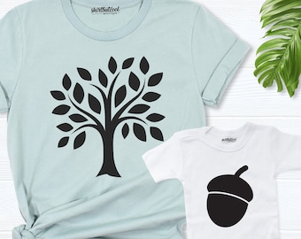 Matching Shirts for family, dad and baby shirts, Oak Tree and acorn Shirt, Fathers Day Gift shirt, dad and kids shirt, mommy and baby shirt