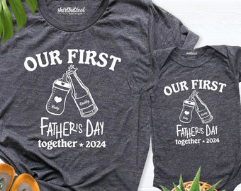 first fathers Day Shirt Baby Dad, 2026 our first fathers day together shirt, new daddy tees, fathers day matching outfit,daddy girl boy baby