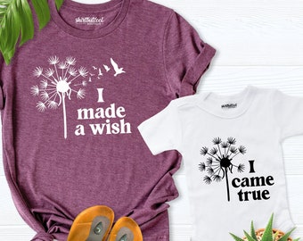 mom and baby Matching Shirt, Mothers day shirt, First mothers day tees, new mom baby bodysuit, I Made a Wish I Came True shirt, Mommy and me