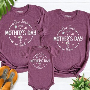 2025 First mothers day shirt mom dad baby