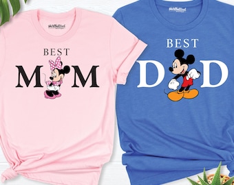 Camiseta de Mickey Mouse para el mejor papá, camisetas de Minnie Mouse para mamá, camiseta de Disneyland para papá y mamá, camiseta de Mickey para papá, camiseta de vacaciones de Disney, camiseta de Disneyworld para mamá y papá.