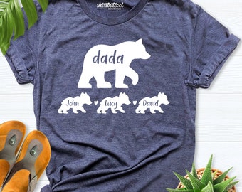 Daddy Bear Shirt with Kids Names, fathers day teess, Father and Baby Shirt, personalized Dad shirt, fathers day shirt, Papa Baby Bear Shirts