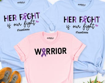 Pancreatic Cancer Shirt, Purple Ribbon shirt, Pancreatic Awareness shirt, Her Fight is Our Fight shirt, Thymoma cancer Shirt, Epilepsy shirt