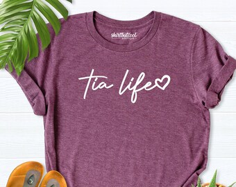 Oriental Pearl "Aunt Life" Graphic T-Shirt For Women - Soft Cotton Blend, Purple