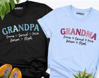 Custom Grandma Grandpa Shirt,Grandparents with kids name Shirt, grandma mothers day tees,Grandpa and Grandma Shirt, Fathers day grandpa tees