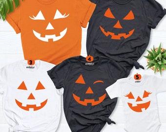 Pumpkin Face Shirt, Matching Halloween Family Shirts, Pumpkin Halloween Fall Shirt, Halloween Gifts, Halloween party tee, pumpkin family tee