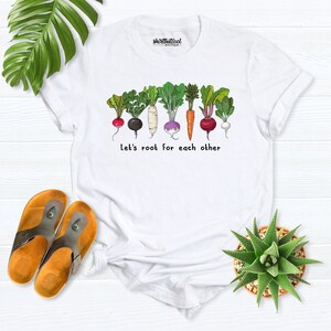 Vegetable Shirt, Lets Roots For Each Other Shirt, gardening shirt, plant lover shirt, Spring Gardening Vegetable Green Thumb carrot Turnip image 10