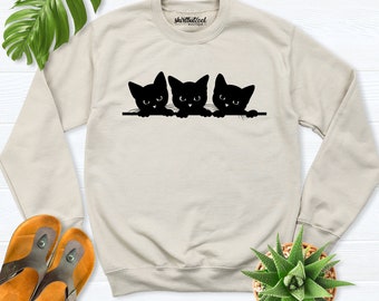 dark Cat Sweatshirt, Kitten Shirt, Cat Sweatshirt, Cute cat hoodie, Animal Tee, dark cat shirt, Cat mom gift, Cat owner Gift, Cat lover gift