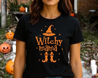 Mom Halloween Shirt Witchy Mama Tshirt Spooky Tee, Witch Mama Shirt, Halloween Mama Shirt, Custom Witchy Halloween Tee, Halloween Women Tee