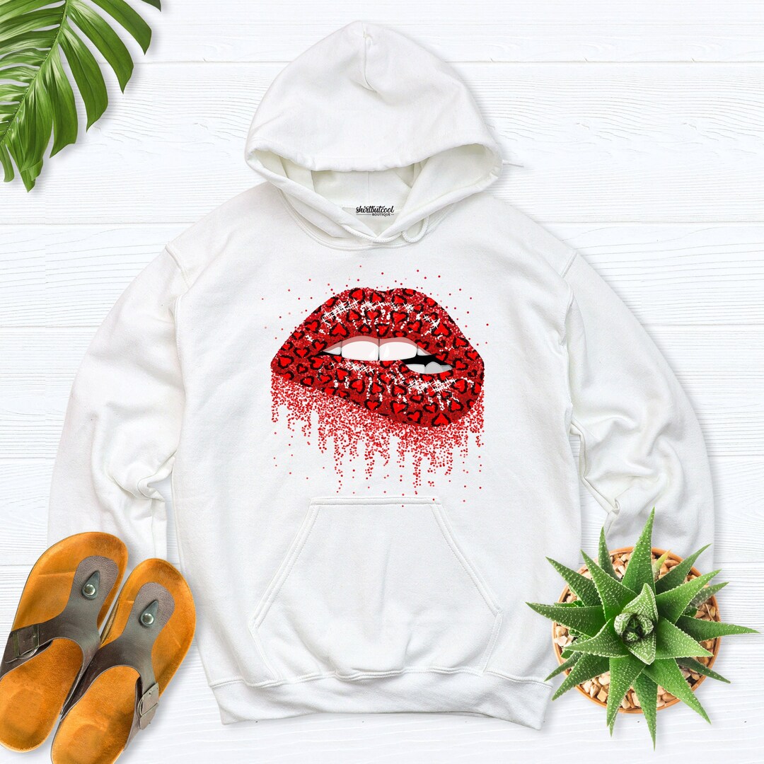 Dripping Lips Sweatshirt, Valentine's Day Outfit, Kissing Lips Hoodie