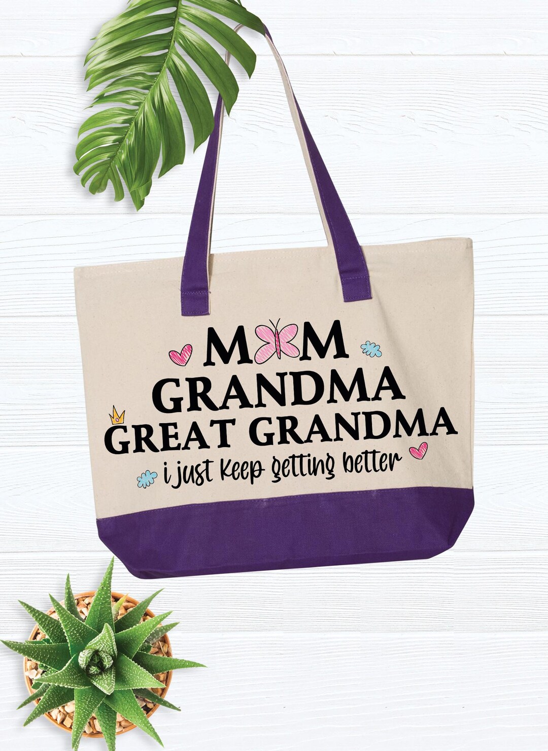 WAITPI Gigi Tote Bag For Grandma – Canvas Grocery Tote, Reusable, Large Capacity, Gift For Great Grandma