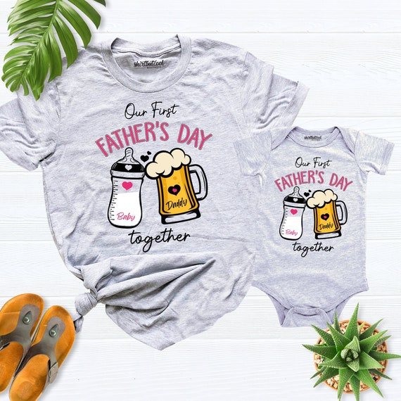 2026 fathers day shirt, our first fathers day shirt, new daddy tees, first fathers day matching outfit,dad girl baby shirt, dad boy baby tee