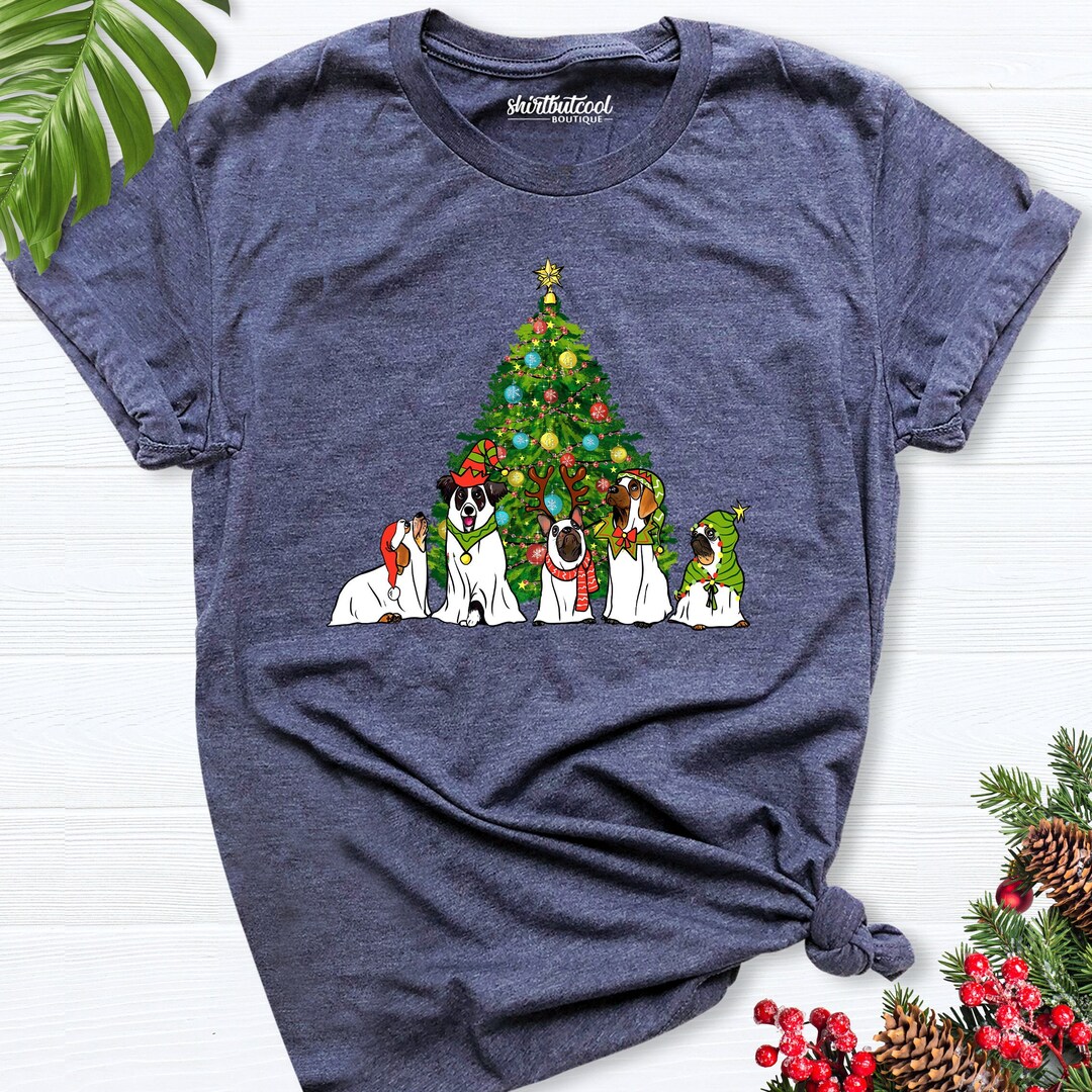 Dogs Christmas Tree Shirt, Santa Dog Shirt, Christmas Dog Lover Shirt