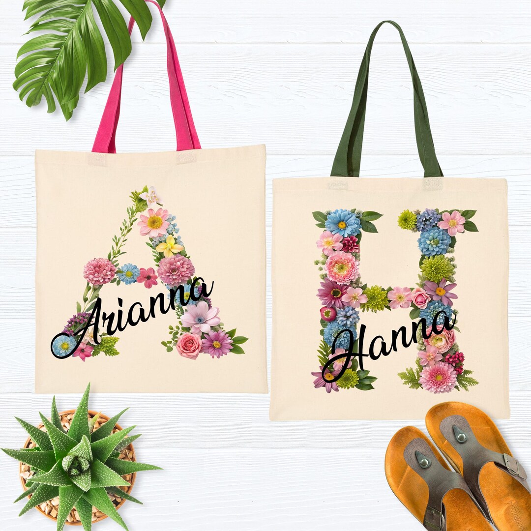 Personalized Name Tote Bag Floral Monogrammed Tote Bag Custom Name personalized-name-tote-bag-floral-monogrammed-tote-bag-custom-name