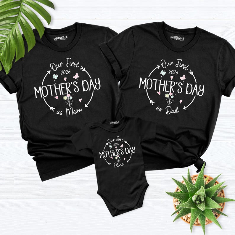 First Mothers Day Family Shirt mom dad baby matching Tee 1st Mothers Day As Mommy Daddy Me Shirt 1st Time Moms Day Shirt mothers day Shirt image 1