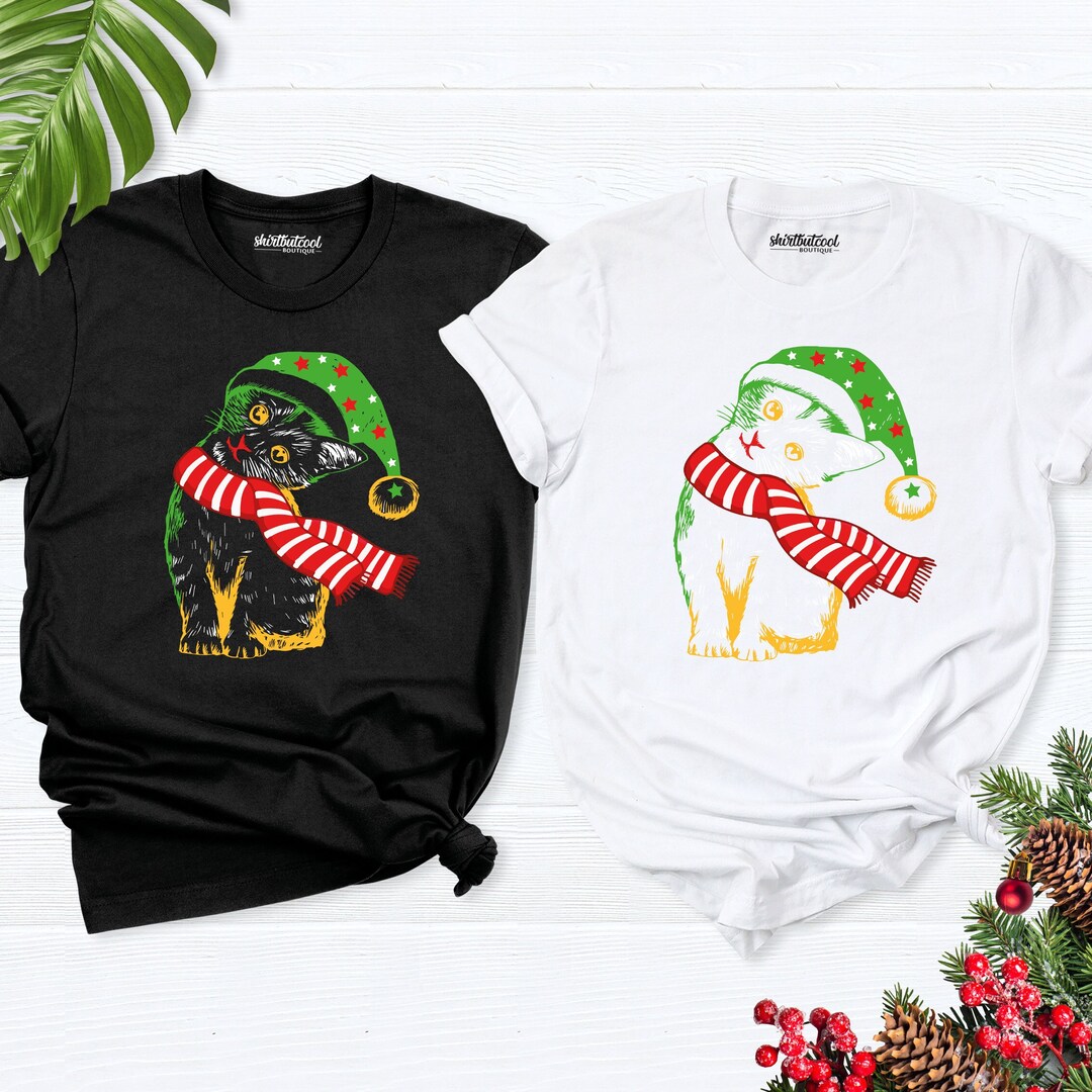 Cute Christmas Cat Shirt, Cat Santa Shirt, Cat Lover Gifts, Cat