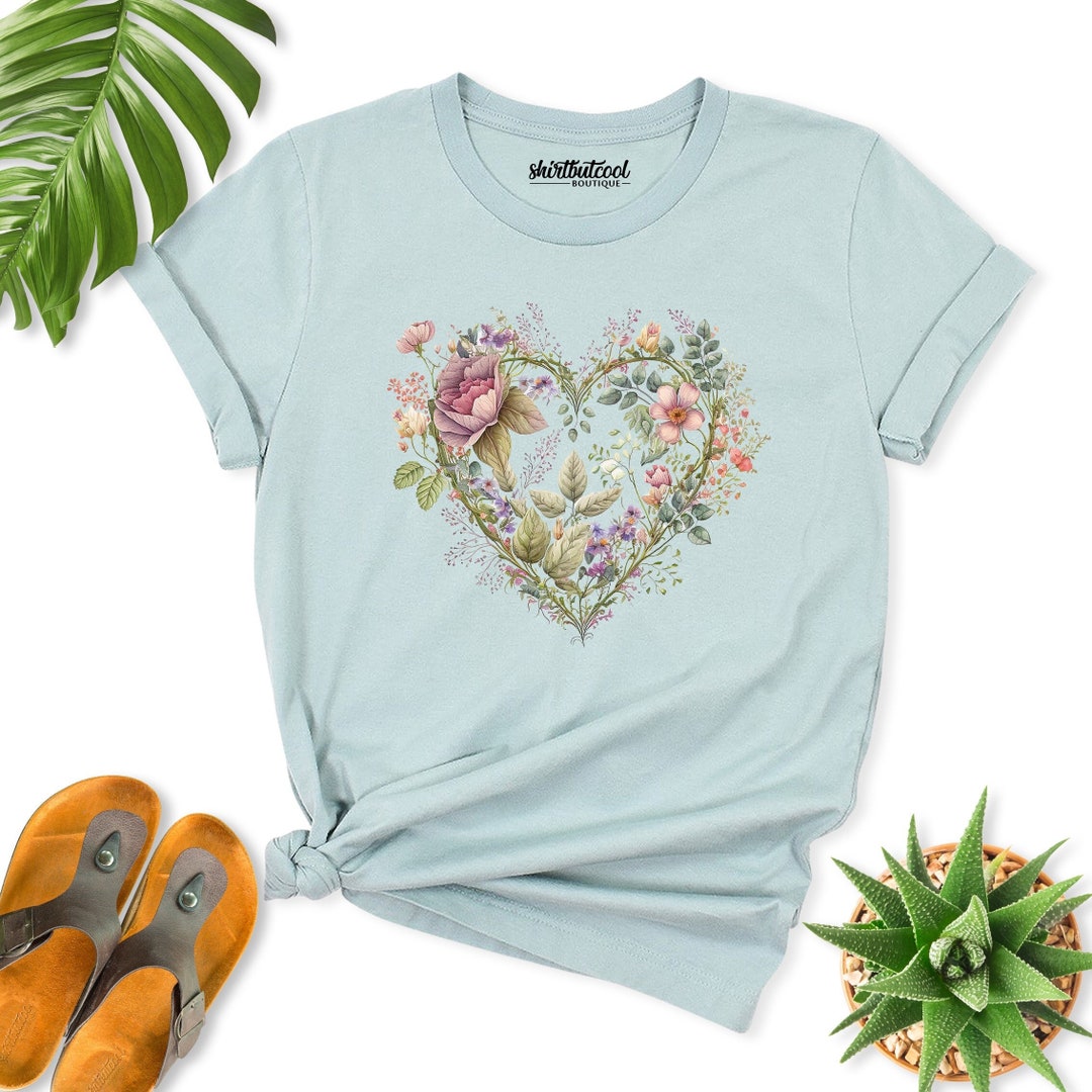Blue Floral Amour T-shirt for Women
