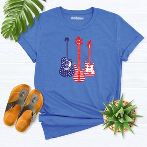 American Flag Guitar Shirt, 4th Of July shirt, Guitar shirt, Guitarist tees, USA Flag Musician shirt, Patriotic shirt music, Guitarist shirt