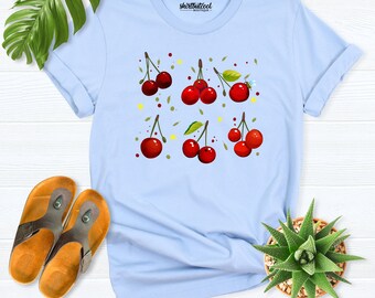 Cherry Shirt,Fruit Shirt, Summer shirts, cherry tshirt women, cherry lover shirt, cherry gift, Cherry Coquette tee, Foodie tshirt, Gardening