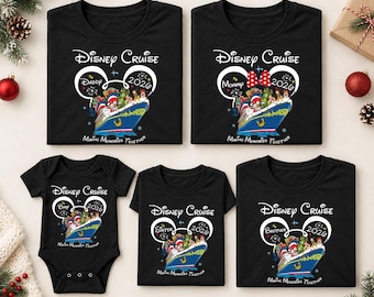 Camisetas personalizadas para cruceros navideños de Disney, camiseta a juego para la familia, camiseta para cruceros navideños 2026, camiseta para viajes en crucero de Disney: creando recuerdos juntos.