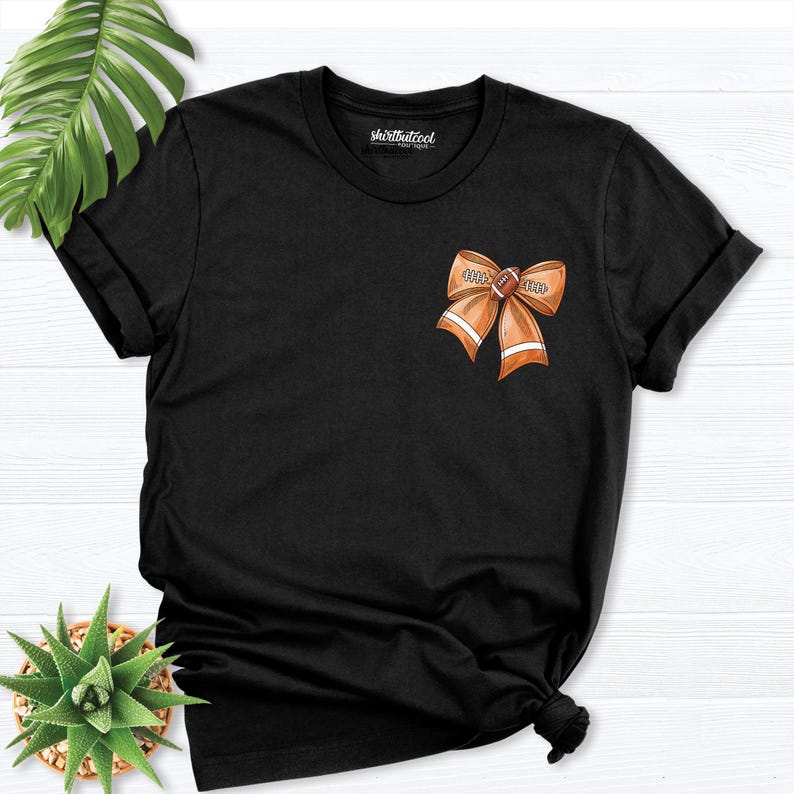 Football Bow shirt, Football Mom gift Shirt, Coquette Football shirt women, Football Sister shirt, Football girlfriend shirt, Football shirt