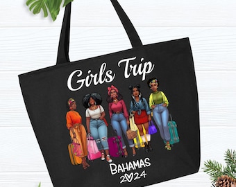 Girls trip tote bag Girls Trip Custom Girls trip zippered tote Girl vacation bag Black women girls trip bag Girls cruise beach trip Tote Bag