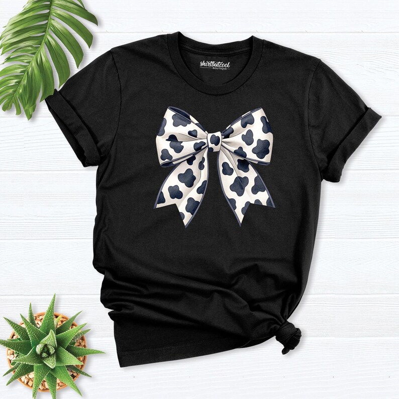 Cow Print Coquette Bow Shirt