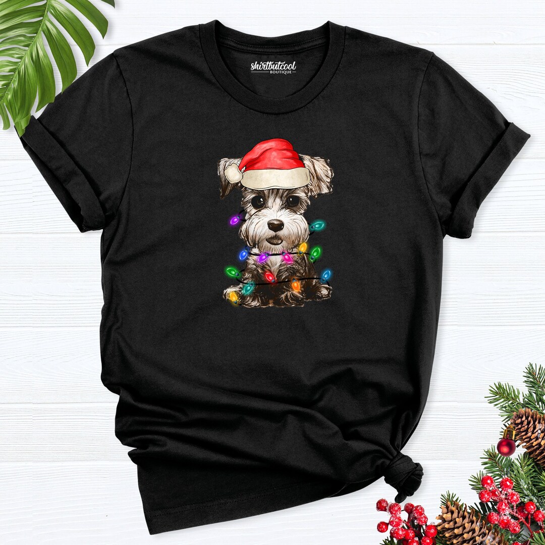 Christmas Lights Dog Shirt, Miniature Schnauzer Shirt, Dog Mom Shirt