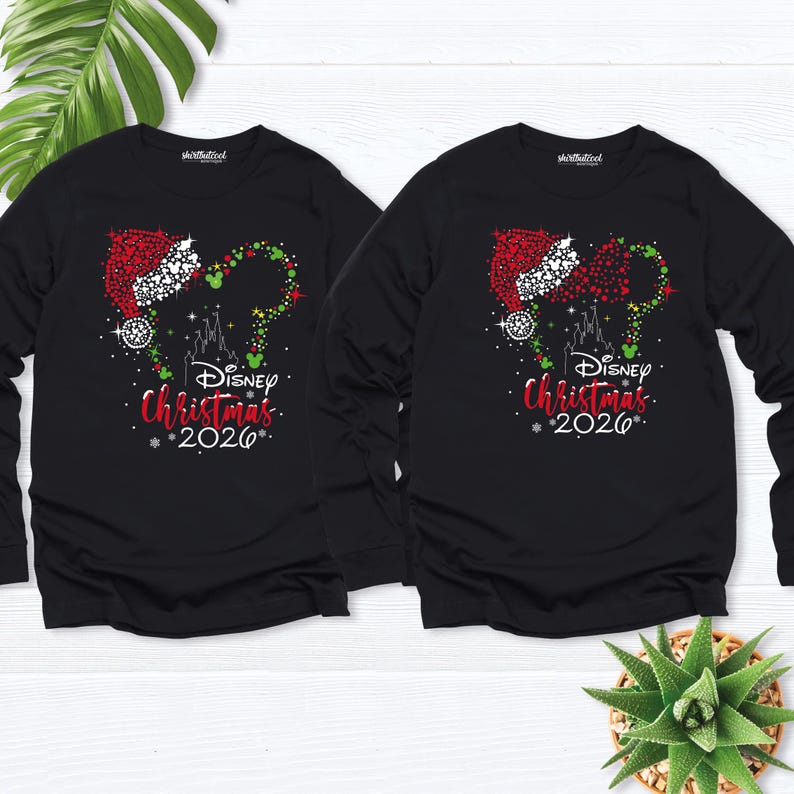 T-shirts de Noël Disney pour toute la famille, T-shirt à manches longues Disneyland Noël, T-shirts Disney personnalisés à manches longues, T-shirt Disney pour toute la famille, T-shirt de Noël image 1