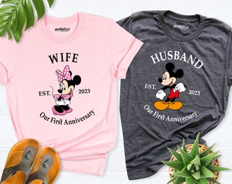 Our First Anniversary Disney Shirts, Wife Husband Disney Custom Shirt, Disneyworld Couple Matching Shirt, Mr Mrs Disneyland Honeymoon Tshirt