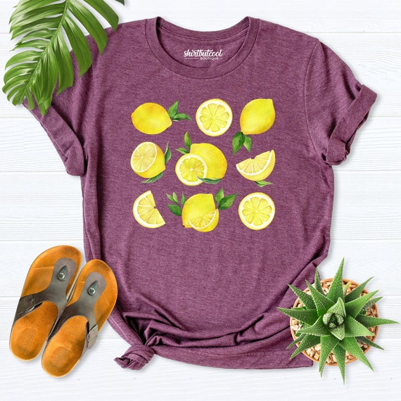 Lemon Shirt, Summer Lemon Shirt, Fruit Tshirt, Lemon gifts, Lemon shirt women, Lemon print shirt, Lemon Cottagecore shirt, Lemon shirt girl