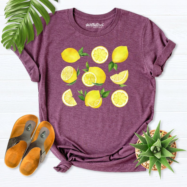 Lemon Shirt, Summer Lemon Shirt, Fruit Tshirt, Lemon gifts, Lemon shirt women, Lemon print shirt, Lemon Cottagecore shirt, Lemon shirt girl image 1