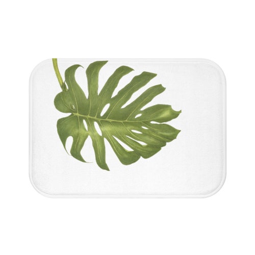 Tropical Leaf Bath Mat Beautiful Palm Leaves Print Bathroom Etsy UK