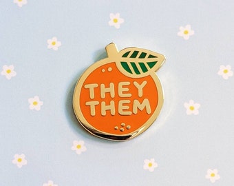 Pronoun Orange Pin - they/them