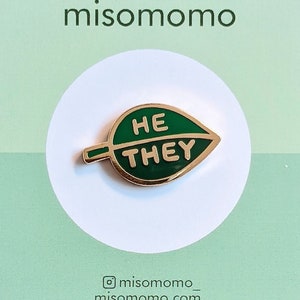 Pronoun Leaf Pin - he/they