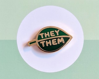 Pronoun Leaf Pin - they/them