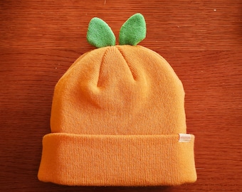 Bonnet feuille de pousse orange