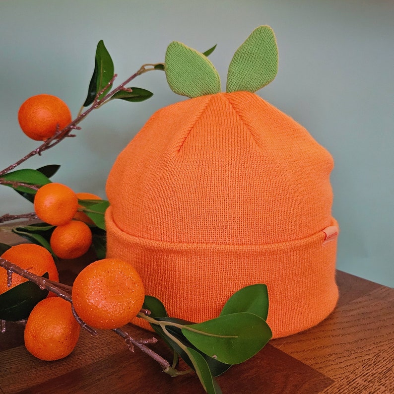 Bonnet feuille de pousse orange image 3