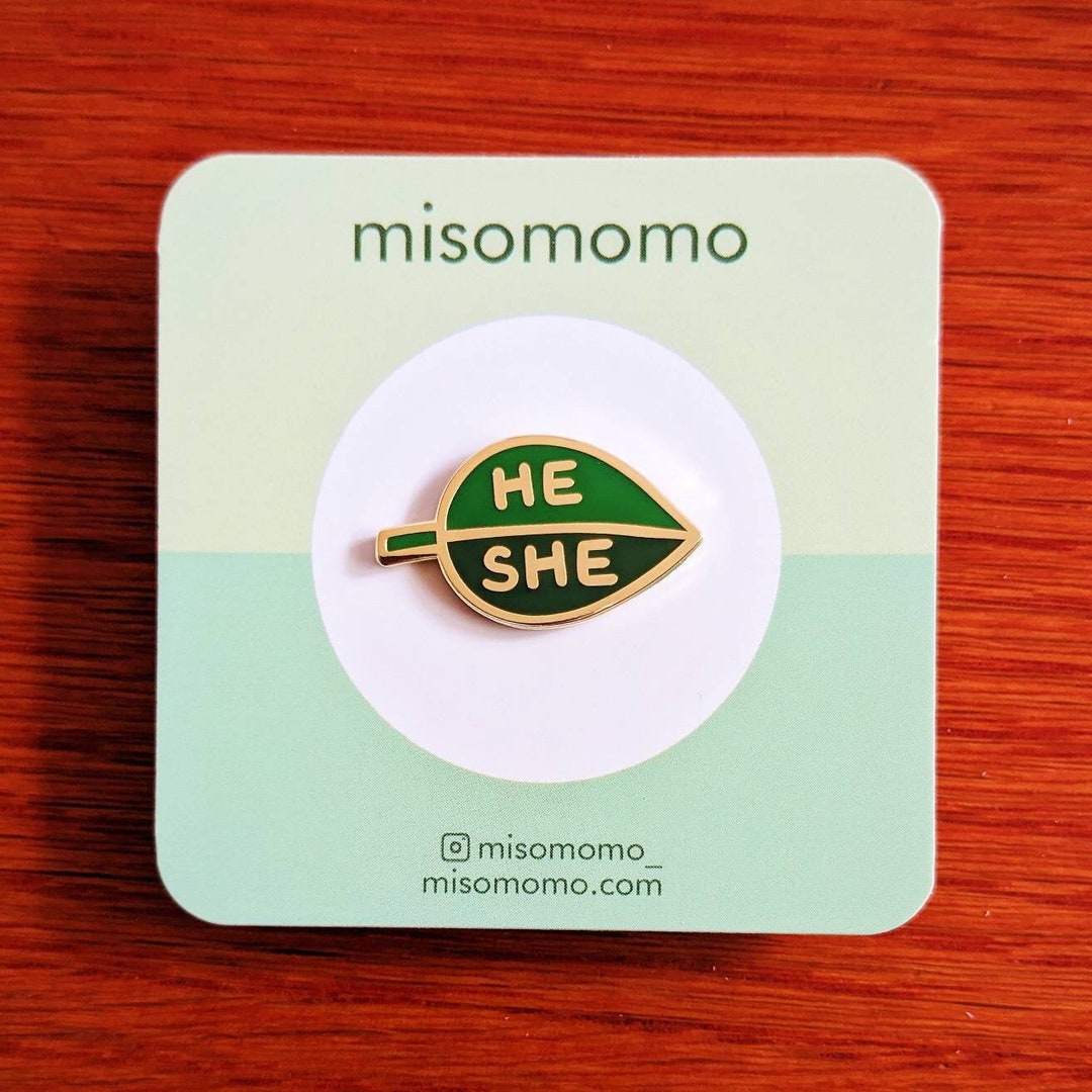 Pronoun Leaf Pin - He/she - Etsy