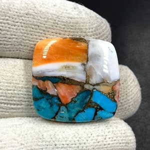 Arizona Mohave Türkis Mit Spiny Oyster Cabochon...Kissen Cabochon...23x22x4mm...24Cts...#i6119